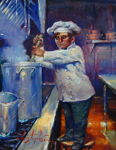 Christopher M Original Oils on Canvas - All In The Sauce