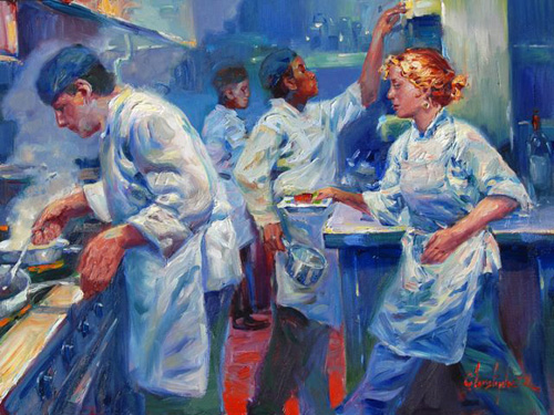 Christopher M Original Oils on Canvas - Chef With The Golden Earing