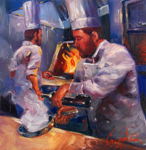 Christopher M Original Oils on Canvas - Never Too Much Wine