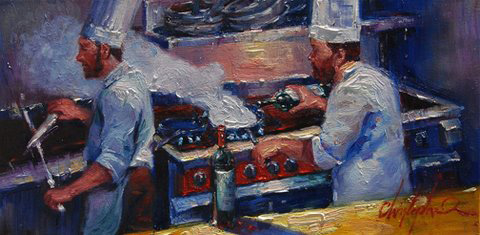 Christopher M Original Oils on Canvas - Sharpening The Senses