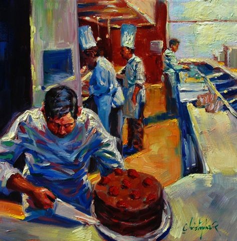 Christopher M Original Oils on Canvas - The Chocolateer