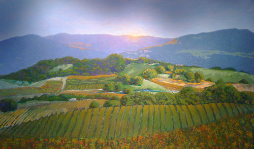 Denard Stalling Original Oil - Sunset at Carneros