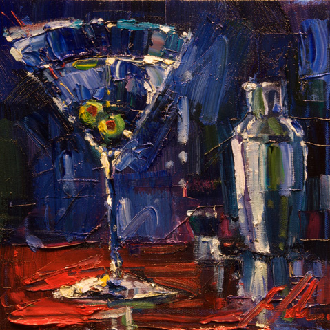 Michael Flohr Original Oils on Canvas - Shaken With Two Olives