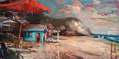 Steven Quartly Original Oil - A Day by the Sea
