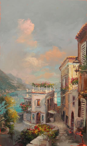 Steven Quartly Original Oil - Amalfi Daybreak