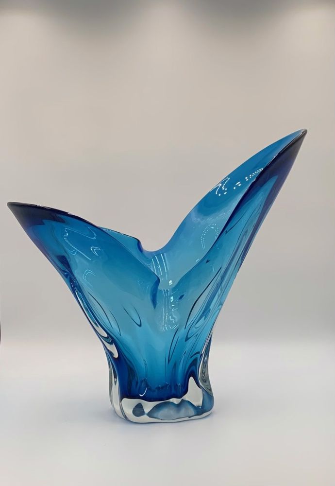 Tim Lotton Hand Blown Glass - Copper Blue Freeform