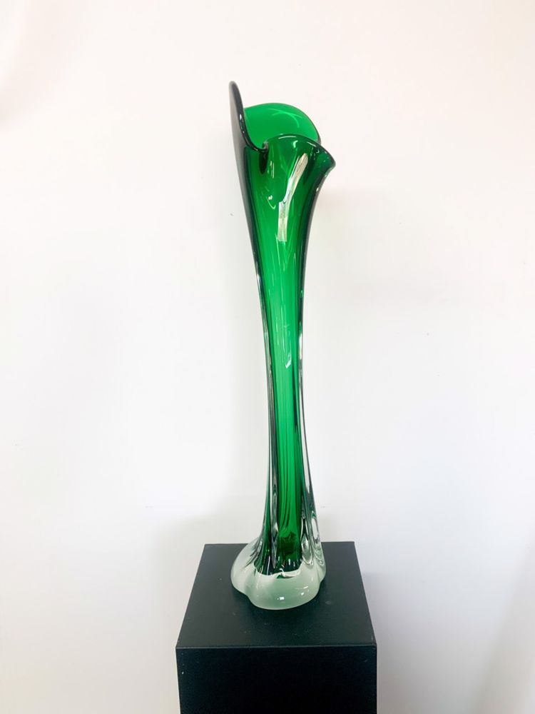 Tim Lotton Hand Blown Glass - Emerald Green Free Form